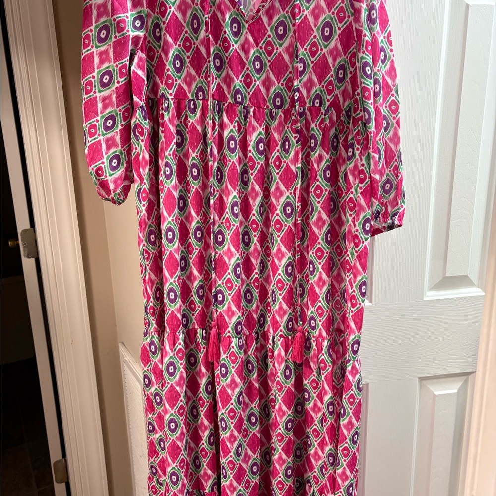 Collection B Pink and Green Geometric Dress